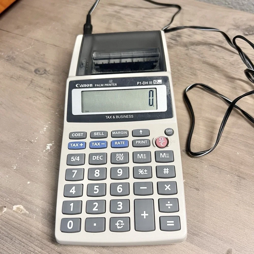 Vtg Canon P1-DH III Printing Calculator Palm Printer‎ w/ AC Adapter Tested Works